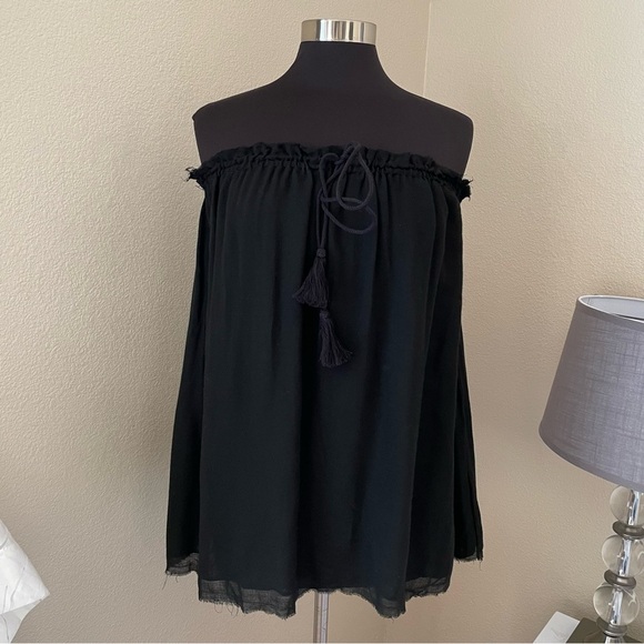HATCH Plage Maternity Elegant Black Off-Shoulder Wool Blend Women's Top Blouse - Picture 1 of 14